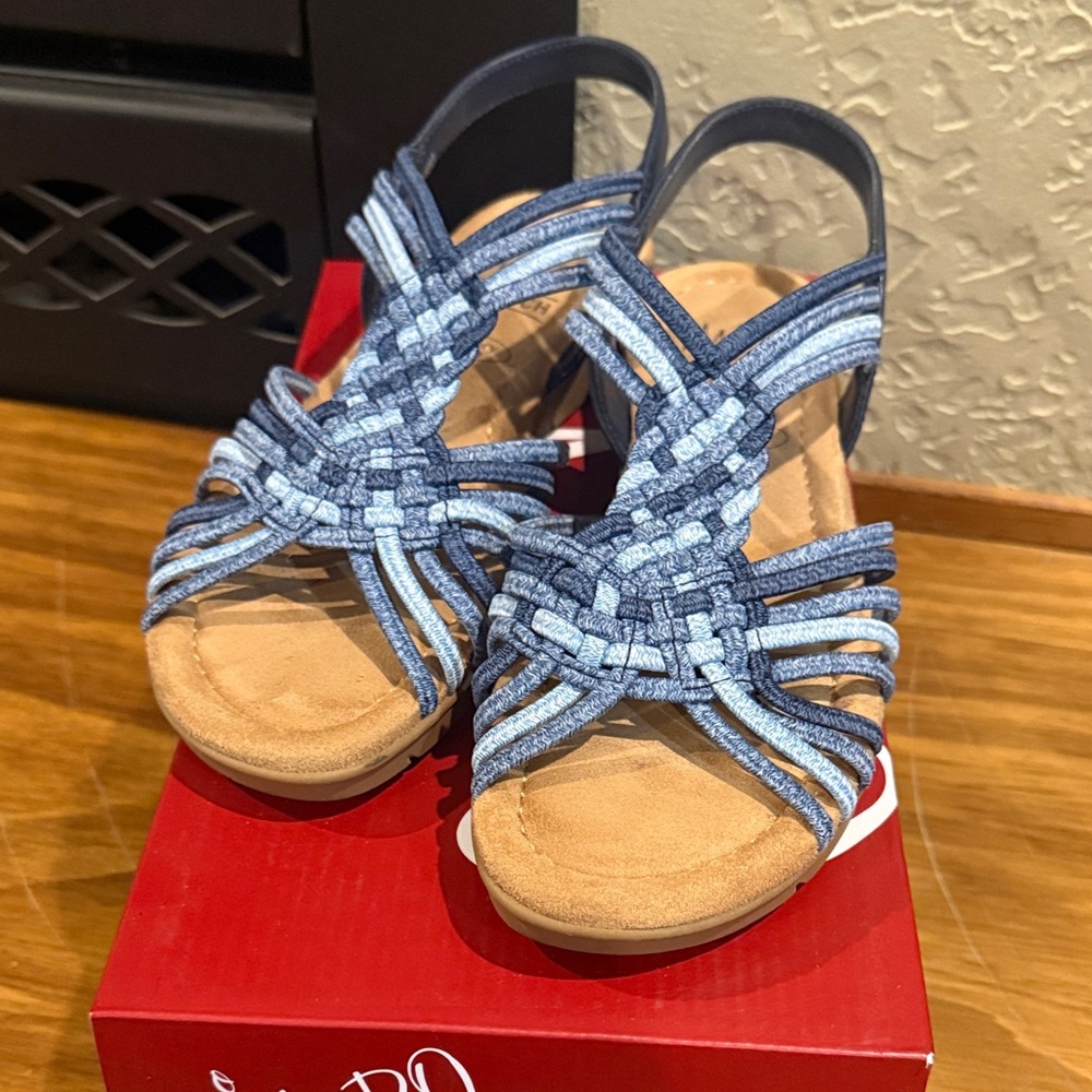 Impo Blue Strappy Woven Slingback Sandals